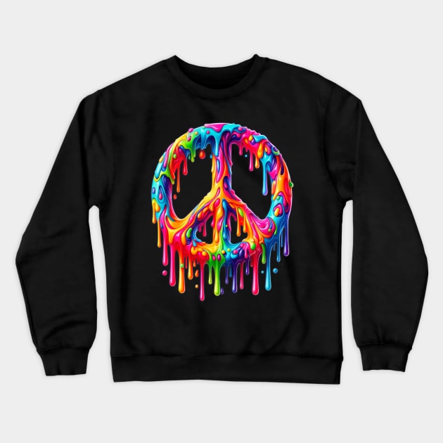 Melting Peace sign Designe #9 Crewneck Sweatshirt by Farbrausch Art